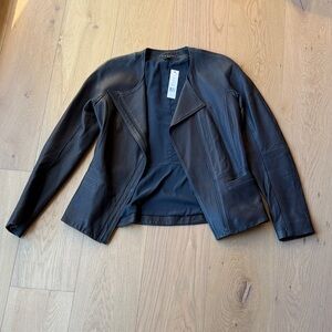 Theory Navy Leather Women's Jacket